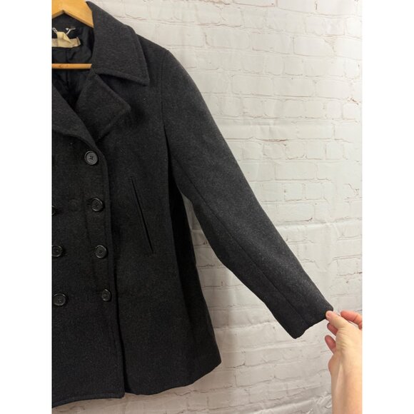 J. CREW Pea Coat Women Size Medium Charcoal Black Wool Cashmere Double Breasted - Picture 3 of 16